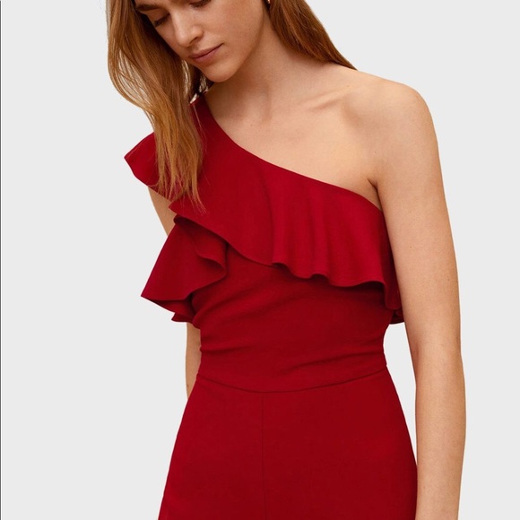 MANGO Red One Shoulder Jumpsuit - Picture 2 of 6